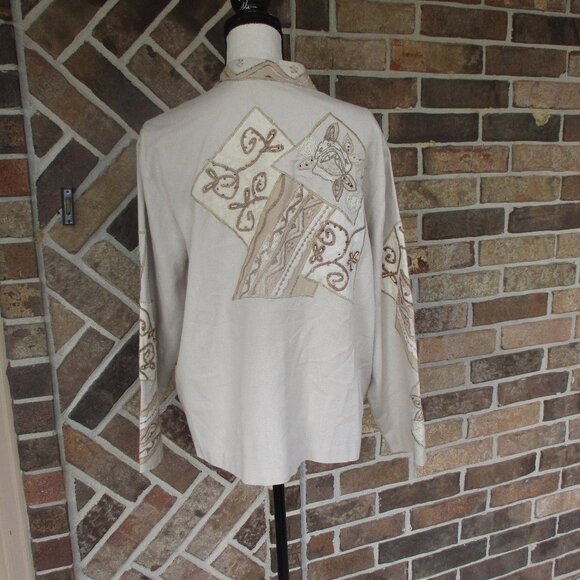 Coldwater Creek Embroidered Embellished Cotton Jacket XL - Picture 7 of 7